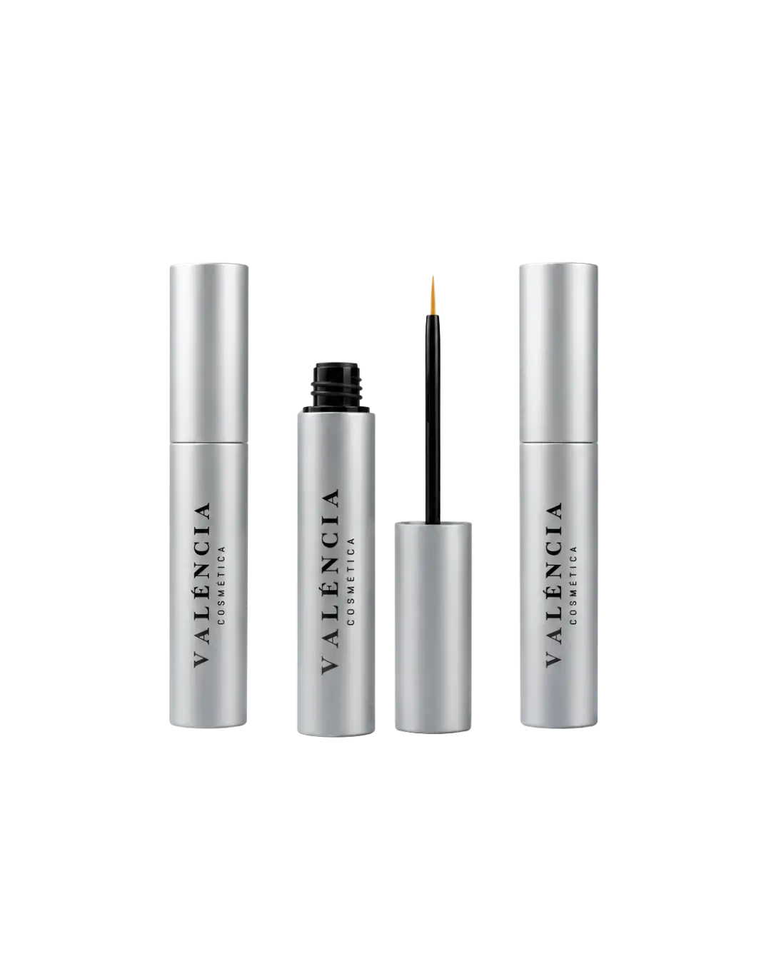 Eyelash growth serum set with silver tubes and brush applicator, 5 ml