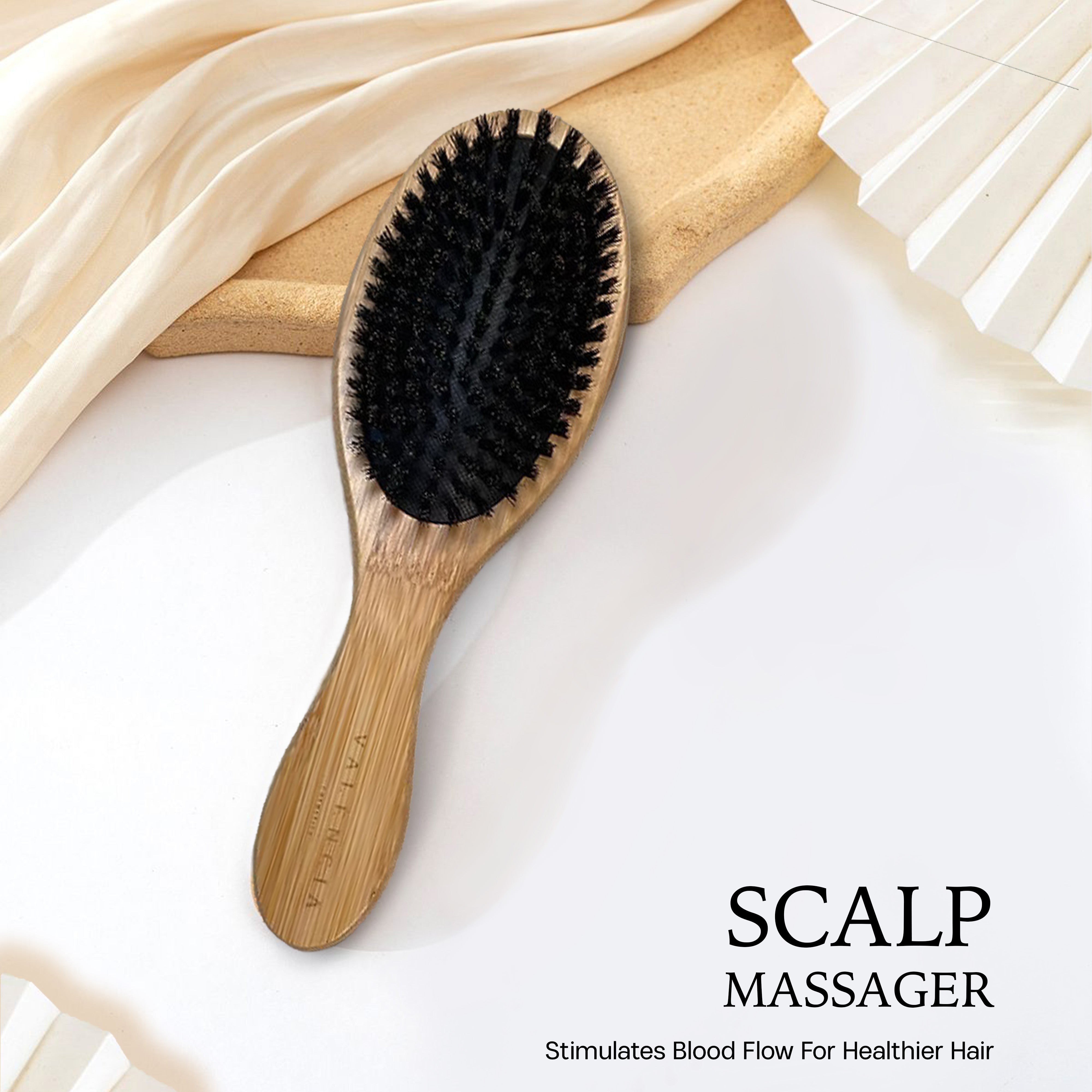 Boar Bristle Scalp Brush - Hair Growth Massager & Exfoliator | VALÉNCIA