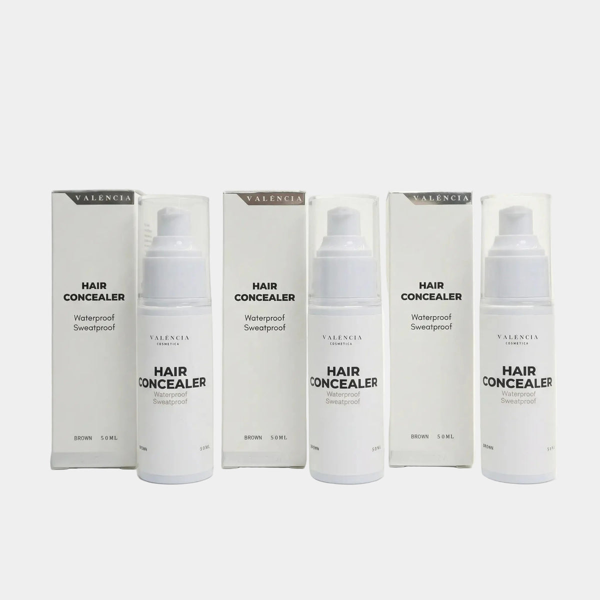 Valencia Hair Concealer Cream bottles with packaging boxes