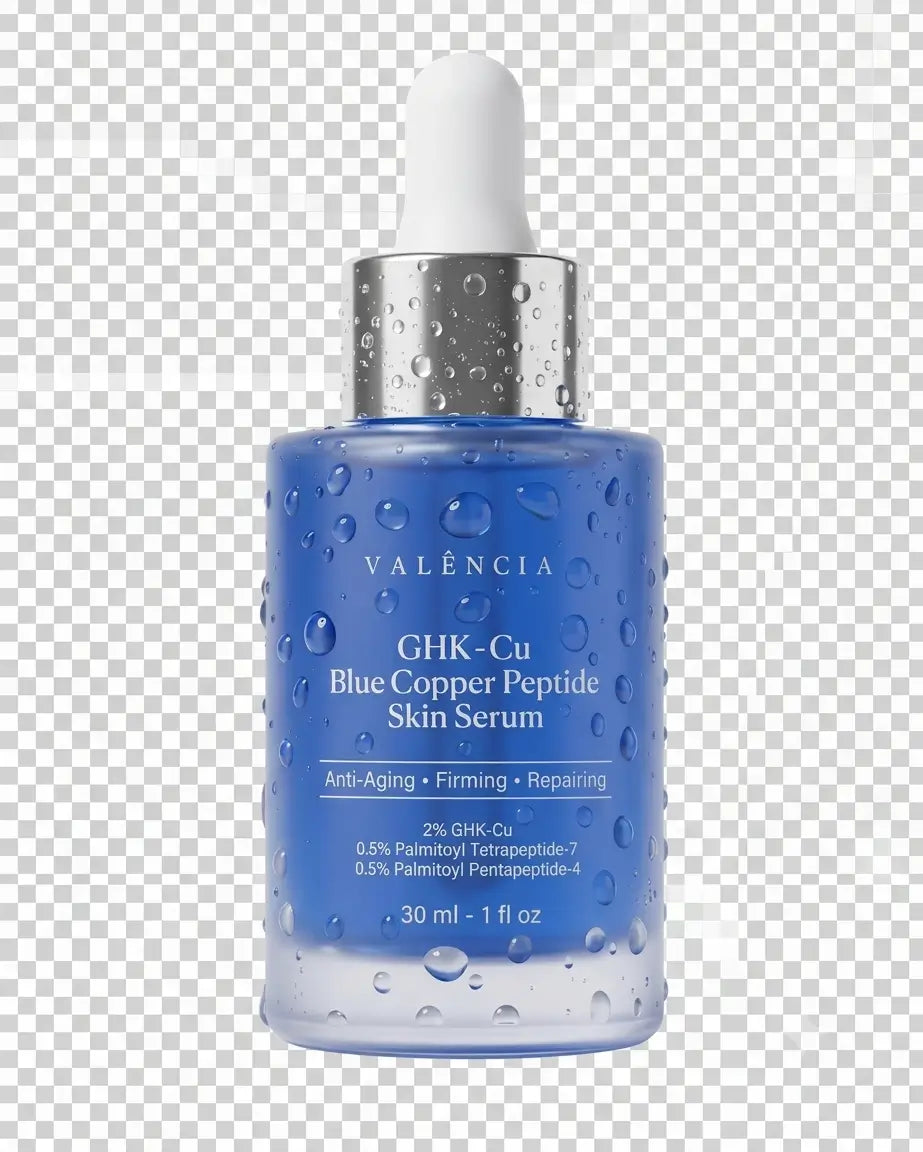 VALÉNCIA GHK-Cu blue copper peptide skin serum bottle with dropper